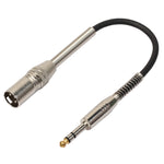 30cm XLR 3ピンオス to 1/4インチ（6.35mm）メスプラグステレオマイクオーディオコードケーブル、BK2077KM