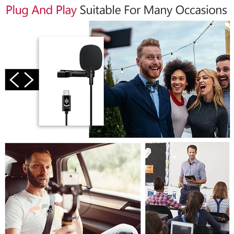 YICHUANG YC-LM10 USB-C / Type-C インテリジェントノイズリダクションコンデンサラベリアマイク、ケーブル長: 1.5m、YC-LM10