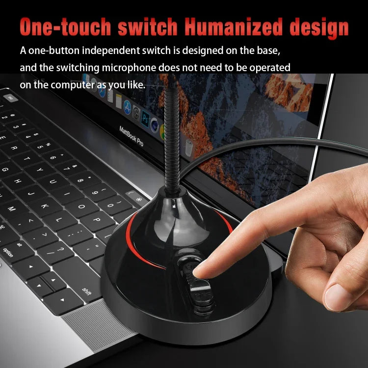 HXSJ F12 360 Degrees Bendable Drive-free USB Computer Microphone, Cable Length: 2.2m