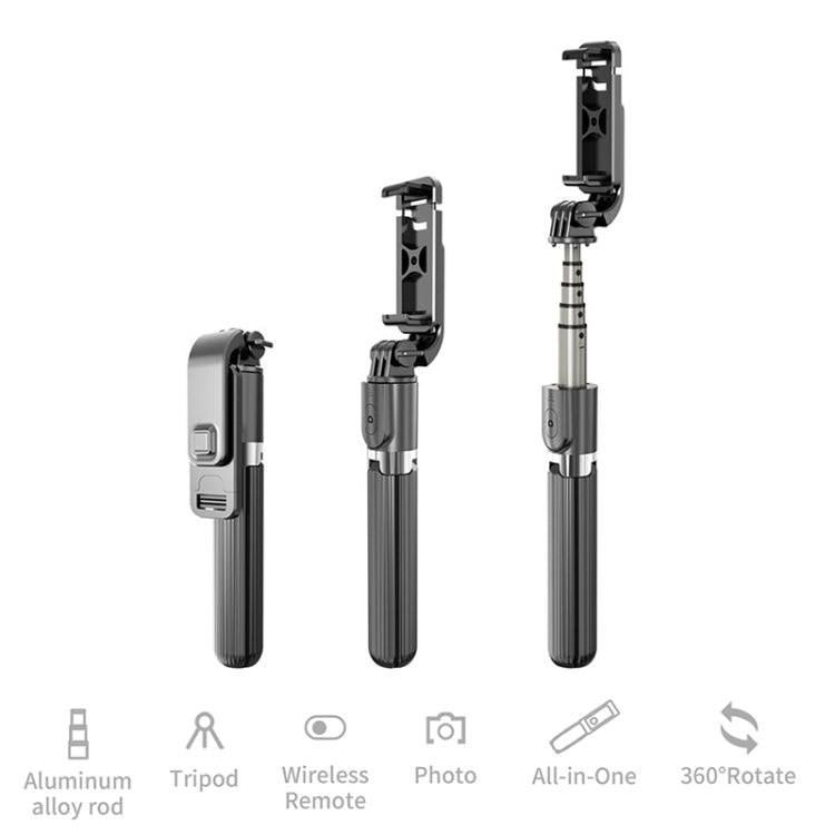 L03 アルミ合金折りたたみ式 Bluetooth 三脚セルフィースティック、L03 ホワイト、L03 ブラック