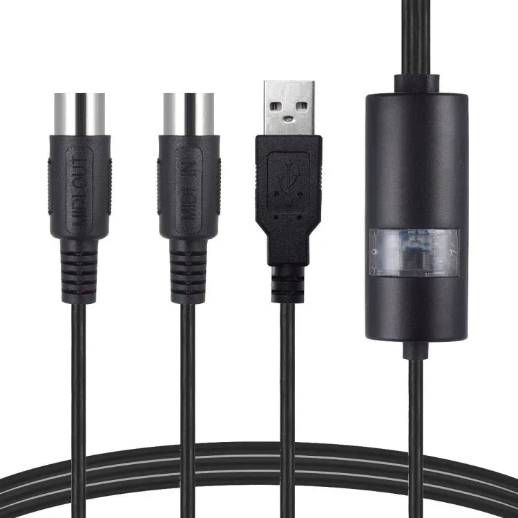 WERSI UM-18 USB MIDIケーブル MidiPort MIDIケーブル 電子ピアノ 電子ドラム 音楽編集用ケーブル、長さ：2m