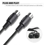 WERSI UM-18 USB MIDIケーブル MidiPort MIDIケーブル 電子ピアノ 電子ドラム 音楽編集用ケーブル、長さ：2m