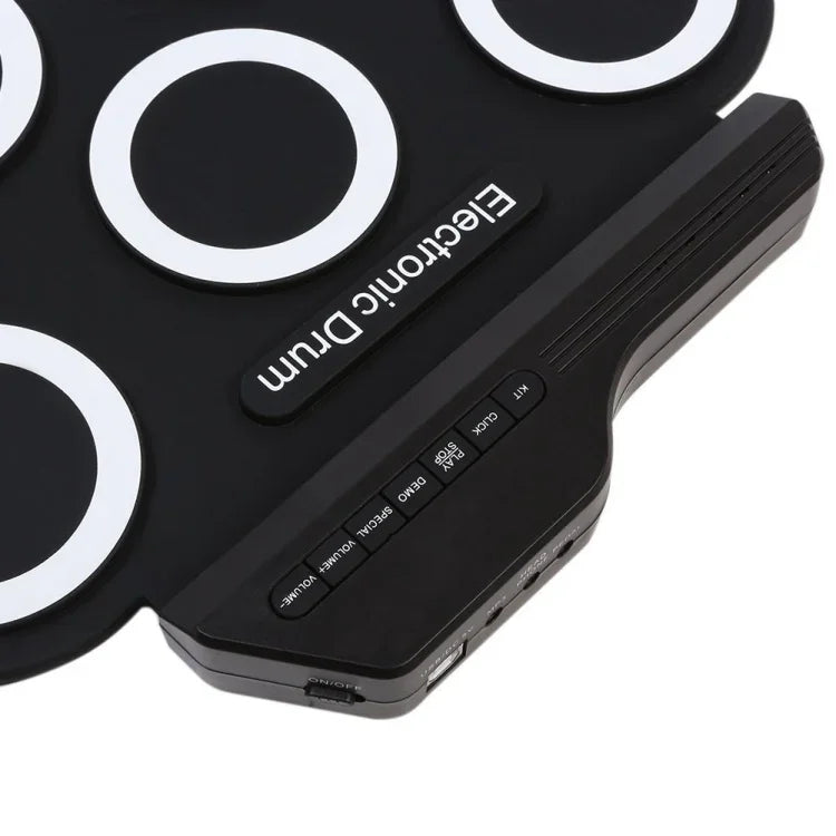 ポータブルシリコン手巻きUSB電子ドラム、USB電子ドラム（ブラック）、電子ドラム（グリーン）