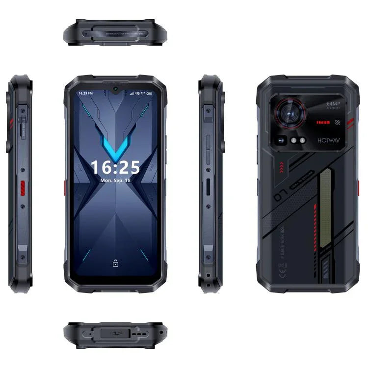 HOTWAV Hyper 7 耐衝撃スマホ、8GB+256GB、10800mAh、6.6インチ、Android 14、MediaTek Dimensity 7050 5G、ネットワーク：5G、OTG、NFC