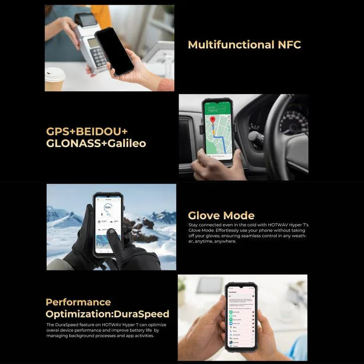 HOTWAV Hyper 7 耐衝撃スマホ、8GB+256GB、10800mAh、6.6インチ、Android 14、MediaTek Dimensity 7050 5G、ネットワーク：5G、OTG、NFC