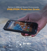 IP68/IP69K防水防塵耐衝撃、顔認証、4000mAhバッテリー、5.0インチAndroid 9.0 MTK6580A/W クアッドコア最大1.3GHz、ネットワーク：3G、Armor X6 2GB+16GB
