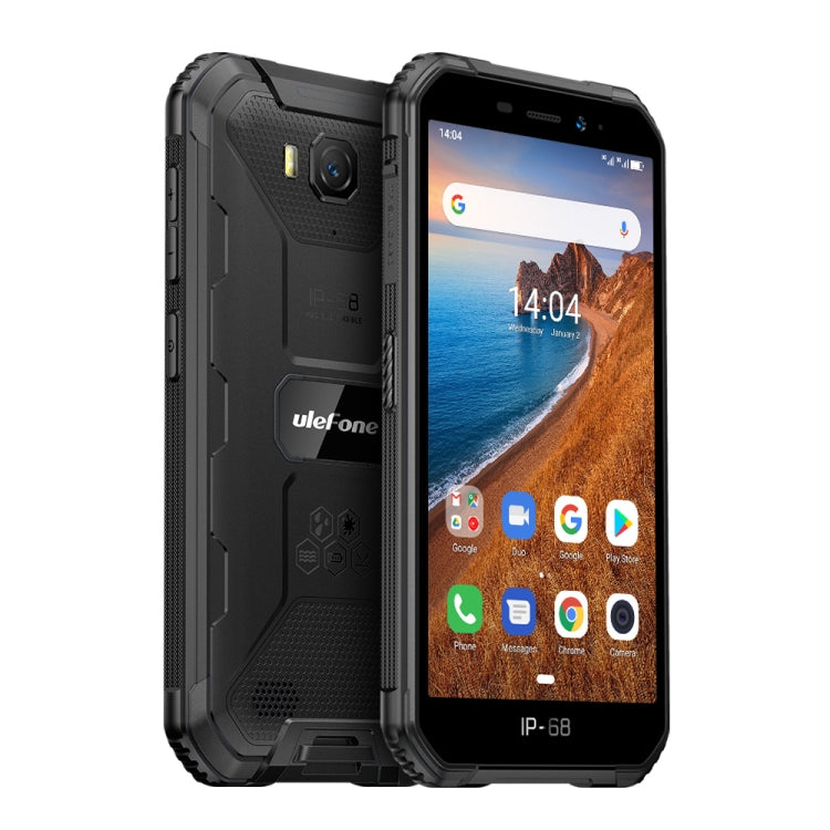 IP68/IP69K防水防塵耐衝撃、顔認証、4000mAhバッテリー、5.0インチAndroid 9.0 MTK6580A/W クアッドコア最大1.3GHz、ネットワーク：3G、Armor X6 2GB+16GB