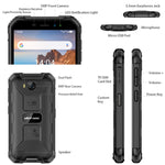 IP68/IP69K防水防塵耐衝撃、顔認証、4000mAhバッテリー、5.0インチAndroid 9.0 MTK6580A/W クアッドコア最大1.3GHz、ネットワーク：3G、Armor X6 2GB+16GB