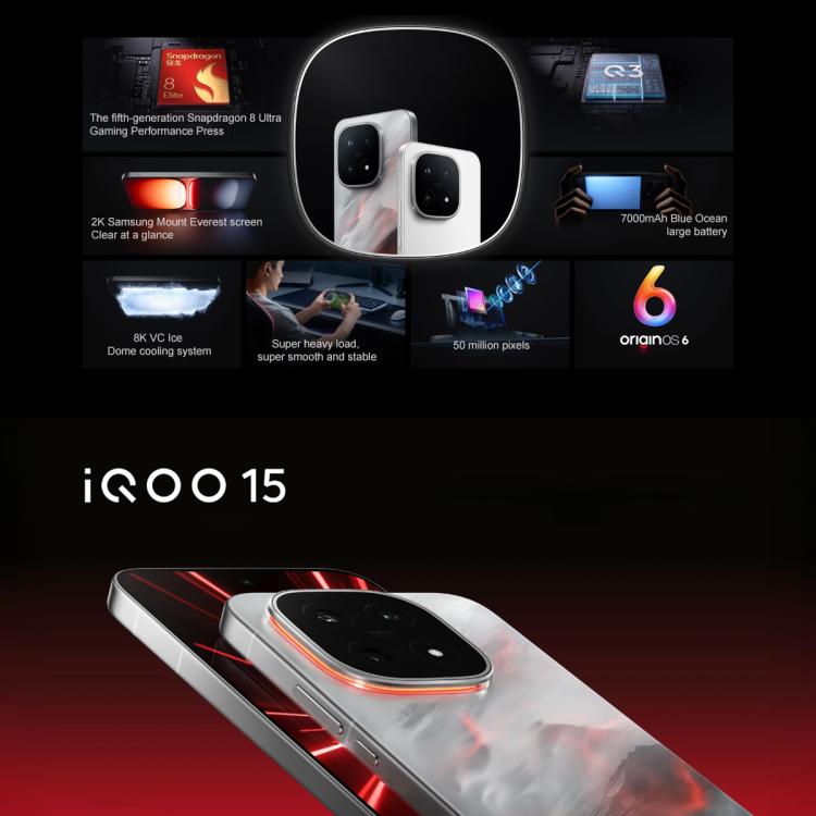 vivo iQOO 15、12GB+512GB、6.85インチ Android 16 OriginOS 6 Snapdragon 8 Elite Gen 5 オクタコア、OTG、NFC、ネットワーク：5G、Google Play対応、12GB+512GB