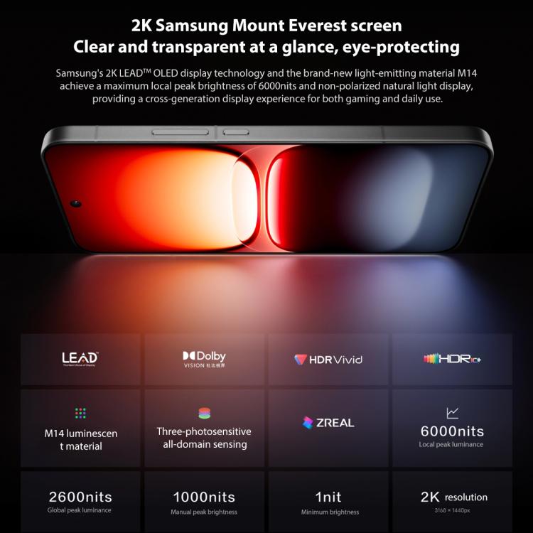 vivo iQOO 15、16GB+1TB、6.85インチ Android 16 OriginOS 6 Snapdragon 8 Elite Gen 5 オクタコア、OTG、NFC、ネットワーク：5G、Google Play対応、16GB+1TB
