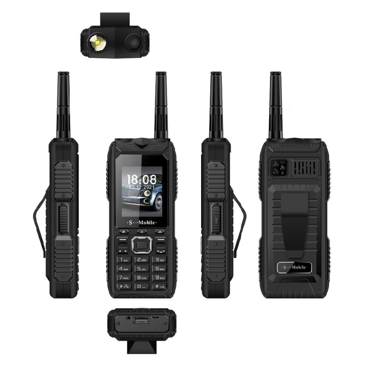 防水・耐衝撃・防塵、2400mAhバッテリー、2.2インチ、21キー、LED懐中電灯、FM、クアッドSIM、アンテナ付き