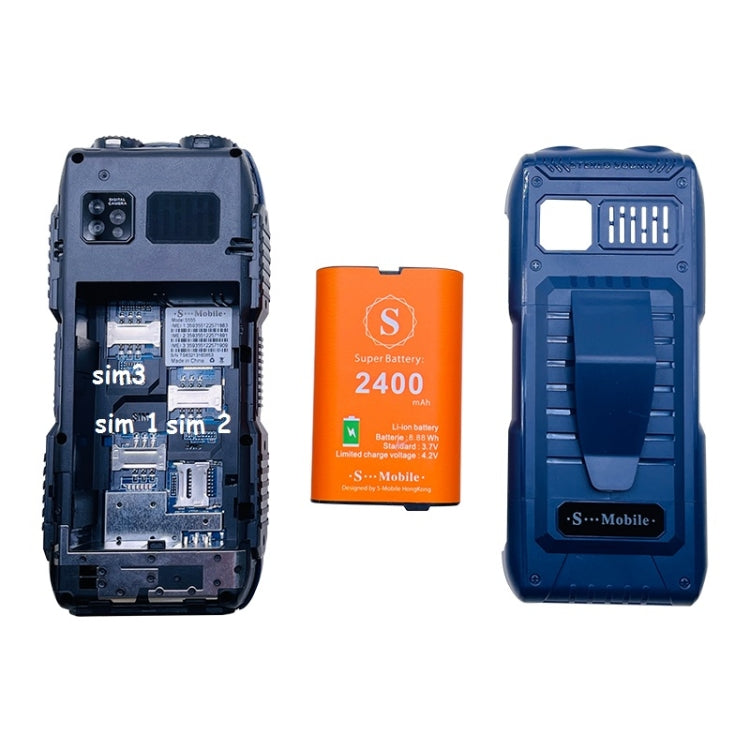 防水・耐衝撃・防塵、2400mAhバッテリー、2.2インチ、21キー、LED懐中電灯、FM、クアッドSIM、アンテナ付き