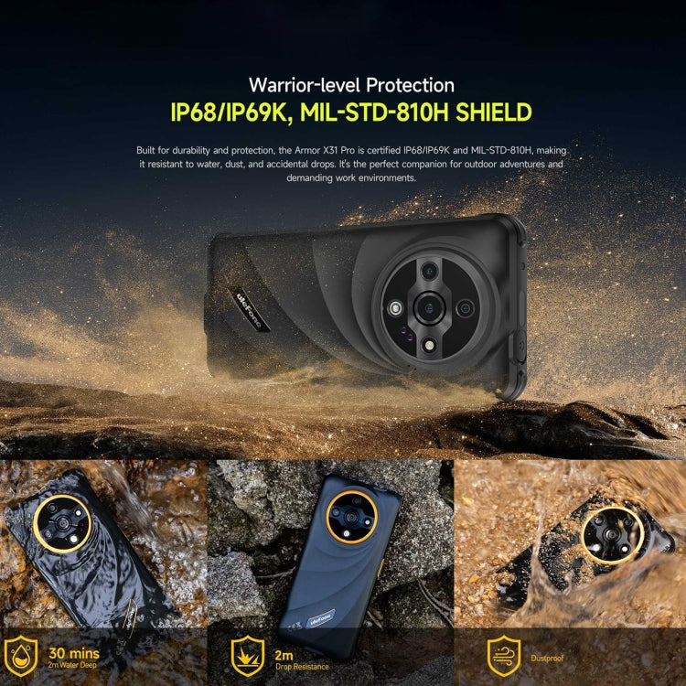 Ulefone Armor X31 Pro 5G、8GB+256GB、ナイトビジョン、IP68/IP69K ラギッドフォン、6.56インチ Android 14 MediaTek Dimensity 6300 オクタコア、ネットワーク：5G、NFC、OTG、Armor X31 Pro