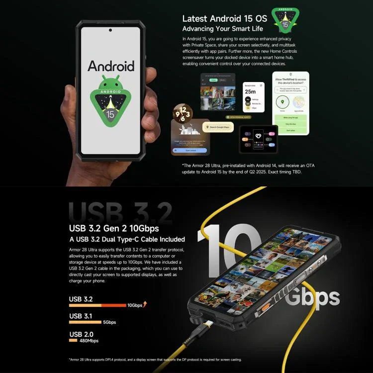 Ulefone Armor 28 Ultraサーマルバージョン 耐衝撃スマホ、16GB+1TB、ナイトビジョン、10600mAh、6.67インチ、Android 14、MediaTek Dimensity 9300+ オクタコア、ネットワーク：5G、NFC、Armor 28 Ultra サーマルバージョン