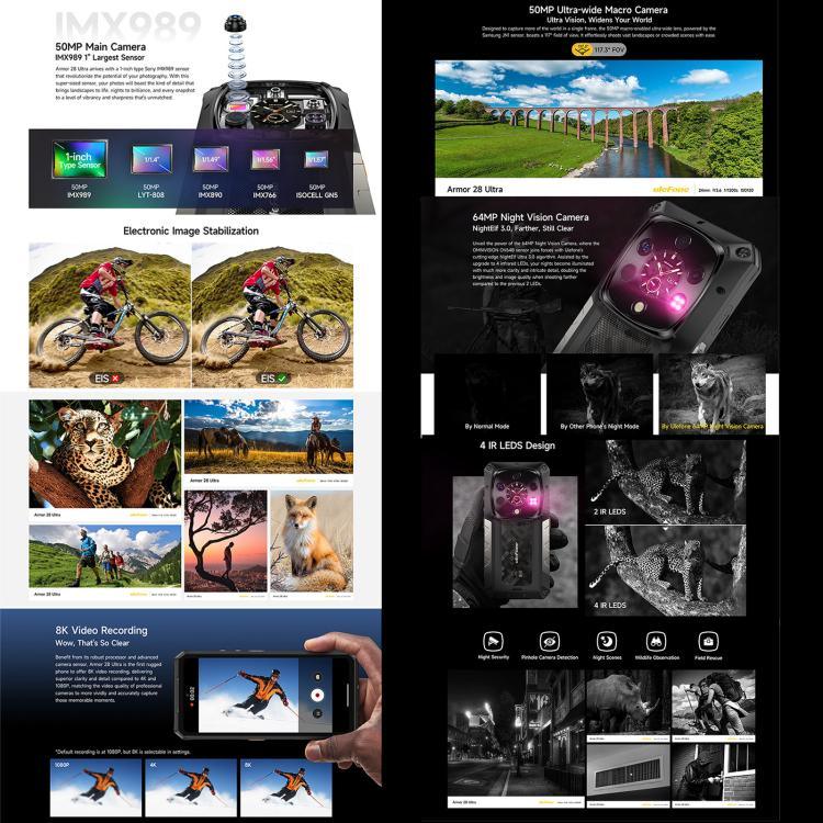 Ulefone Armor 28 Ultraサーマルバージョン 耐衝撃スマホ、16GB+1TB、ナイトビジョン、10600mAh、6.67インチ、Android 14、MediaTek Dimensity 9300+ オクタコア、ネットワーク：5G、NFC、Armor 28 Ultra サーマルバージョン