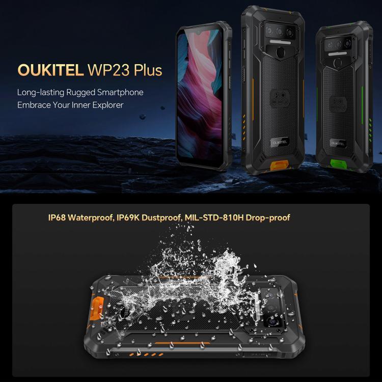 Oukitel WP23 Plus 耐衝撃スマホ、8GB+256GB、6.52インチ、Android 14.0、Unisoc T606 オクタコア、NFC、OTG、ネットワーク：4G、WP23 Plus 8GB+256GB