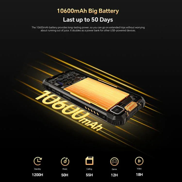 Oukitel WP23 Plus 耐衝撃スマホ、8GB+256GB、6.52インチ、Android 14.0、Unisoc T606 オクタコア、NFC、OTG、ネットワーク：4G、WP23 Plus 8GB+256GB