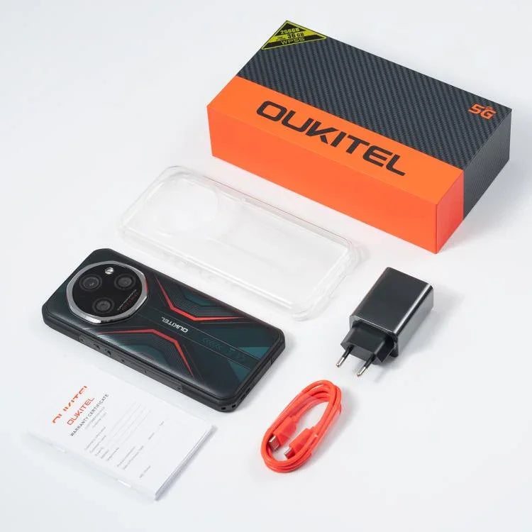 Oukitel WP55 5G 耐衝撃スマートフォン、12GB+256GB、108MPカメラ、指紋認証、6.6インチ MediaTek Dimensity 7025 オクタコア、NFC、OTG、ネットワーク：5G、WP55