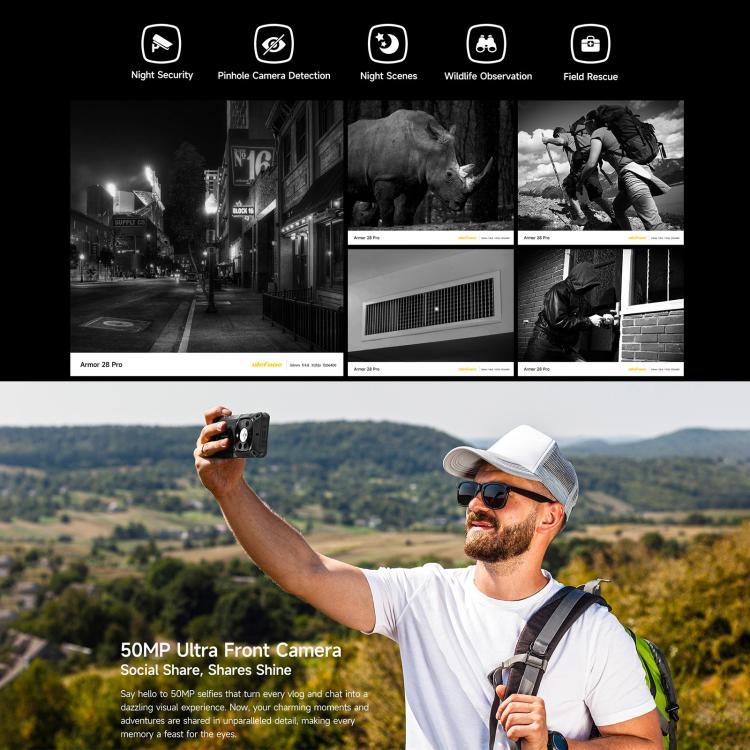 Ulefone Armor 28 Pro 耐衝撃スマートフォン、16GB+512GB、ナイトビジョン、10600mAh、6.67インチ + 1.04インチ Android 15 MediaTek Dimensity 7300 オクタコア、ネットワーク：5G、NFC