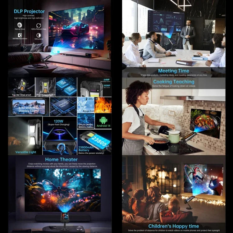 Unihertz 8849 Tank 2 Pro ナイトビジョンプロジェクター 頑丈スマートフォン、12GB+256GB、6.79インチ Android 14 MTK6789 オクタコア、ネットワーク：4G