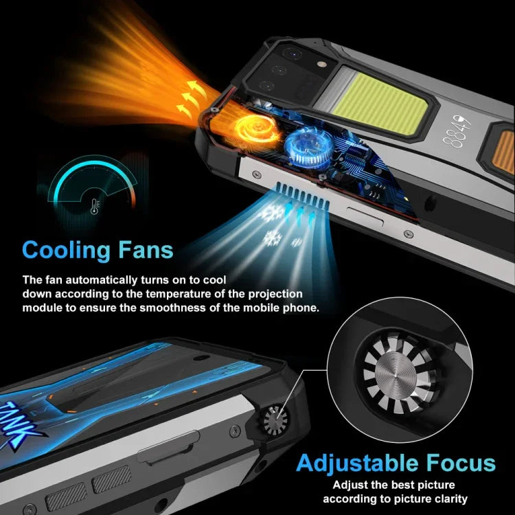 Unihertz 8849 Tank 2 Pro ナイトビジョンプロジェクター 頑丈スマートフォン、12GB+256GB、6.79インチ Android 14 MTK6789 オクタコア、ネットワーク：4G