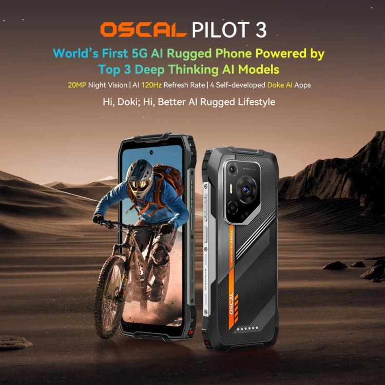 Blackview Oscal Pilot 3 5G 耐衝撃スマートフォン、12GB+256GB、ナイトビジョンカメラ、6.56インチ Android 15 MediaTek Dimensity 6300 オクタコア、ネットワーク：5G、OTG、NFC