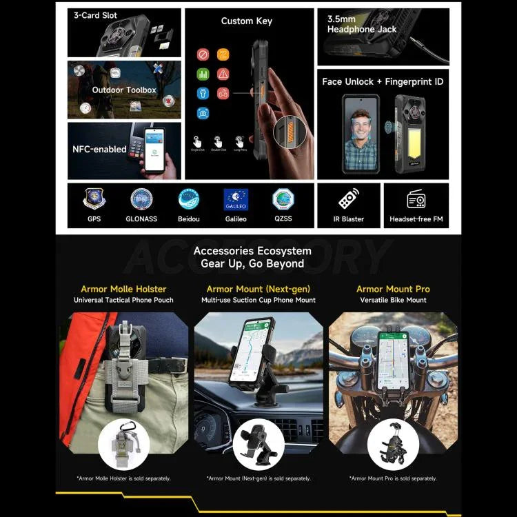 Ulefone Armor 30、12GB+512GB、ナイトビジョン、IP68/IP69K 耐衝撃スマートフォン、6.95インチ Android 15 MediaTek Helio G100 オクタコア、ネットワーク：4G、NFC、OTG、Armor 30