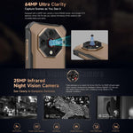 Ulefone Armor X16 Pro、5GB+256GB、ナイトビジョン、IP68/IP69K 耐衝撃スマートフォン、6.56インチ Android 15 MediaTek Dimensity 6300 オクタコア、ネットワーク：5G、NFC、OTG、Armor X16 Pro、8GB+256GB