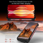 Oukitel WP56 耐衝撃スマートフォン、12GB+512GB、108MPカメラ、指紋認証、6.8インチ Android 15 MTK Dimensity 7050 オクタコア、NFC、OTG、ネットワーク：5G