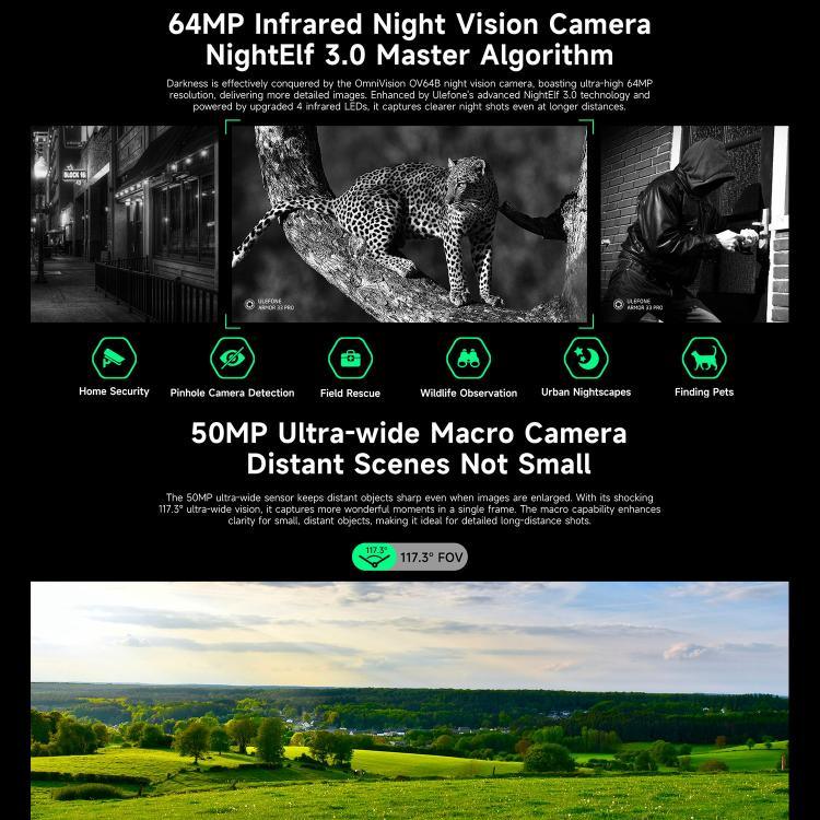 Ulefone Armor 33 Pro 耐衝撃スマートフォン、16GB+512GB、ナイトビジョン、6.95インチ + 3.4インチ デュアルスクリーン Android 14 MediaTek Dimensity 7300X オクタコア、ネットワーク：5G、OTG、NFC、Armor 33 Pro