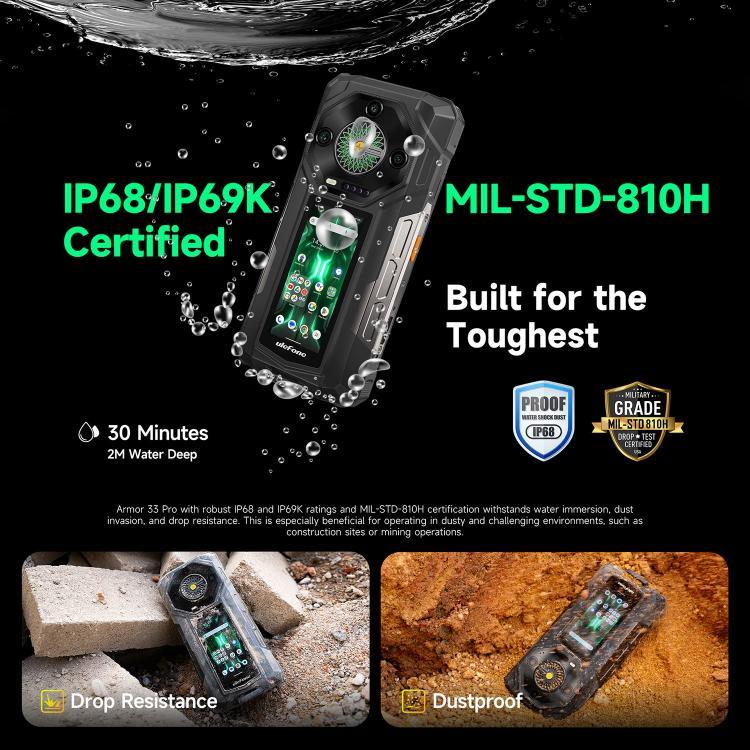 Ulefone Armor 33 Pro 耐衝撃スマートフォン、16GB+512GB、ナイトビジョン、6.95インチ + 3.4インチ デュアルスクリーン Android 14 MediaTek Dimensity 7300X オクタコア、ネットワーク：5G、OTG、NFC、Armor 33 Pro