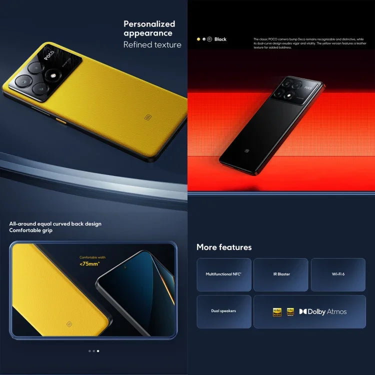 Xiaomi POCO X6 Pro グローバル、12GB+512GB、画面内指紋認証、6.67インチ Xiaomi HyperOS MediaTek Dimensity 8300-Ultra オクタコア 3.35GHz、NFC、ネットワーク：5G