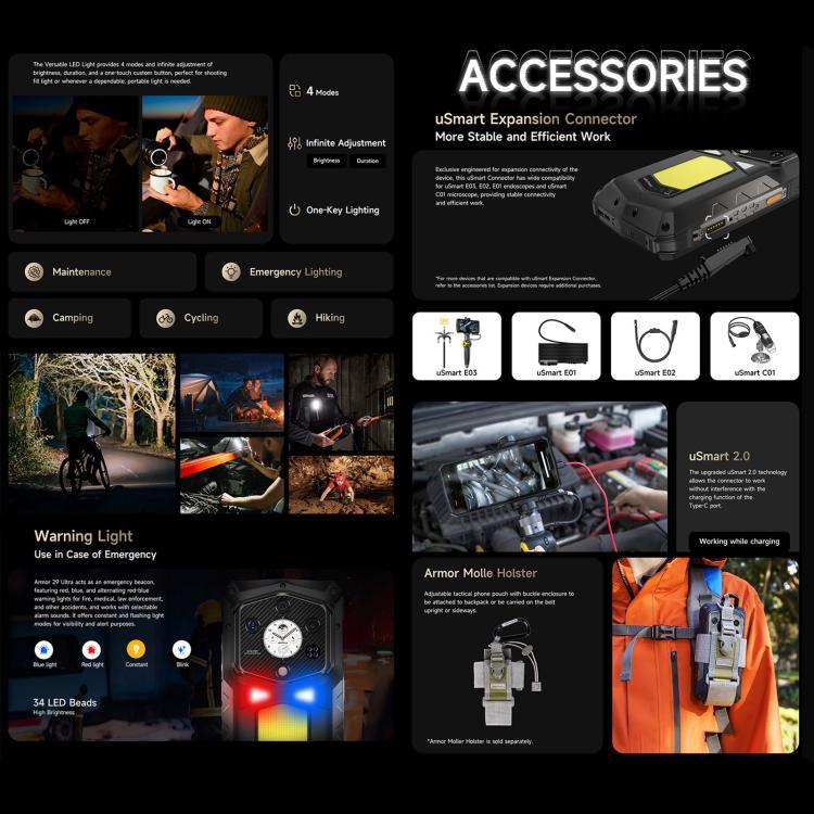 Ulefone Armor 29 Ultra 耐衝撃スマートフォン、16GB+1TB、ナイトビジョン、6.67インチ + 1.04インチ Android 15 MediaTek Dimensity 9300+ オクタコア、ネットワーク：5G、多機能LEDライト、警告ライト、Armor 29 Ultra