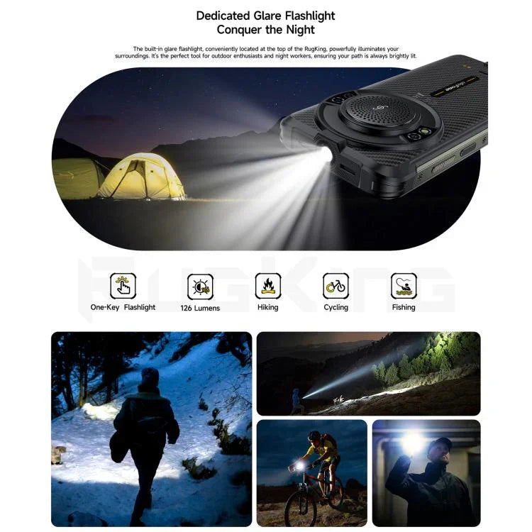 Ulefone RugKing、8GB+256GB、IP68/IP69K タフネススマホ、5.99インチ、Android 15、Unisoc T7255 オクタコア、ネットワーク：4G、NFC、OTG、RugKing、8GB+256GB