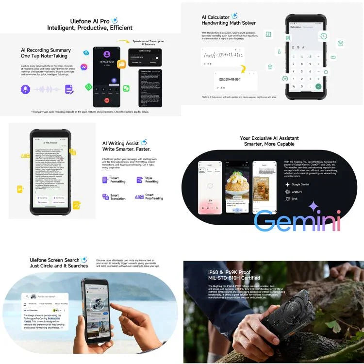 Ulefone RugKing、8GB+256GB、IP68/IP69K タフネススマホ、5.99インチ、Android 15、Unisoc T7255 オクタコア、ネットワーク：4G、NFC、OTG、RugKing、8GB+256GB