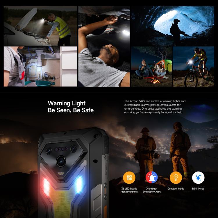 Ulefone Armor 34+, 16GB+512GB, Night Vision, IP68/IP69K Rugged Phone, 6.95 inch Android 15 MediaTek Dimensity 7400X Octa Core, Network: 5G, NFC, OTG, Armor 34+