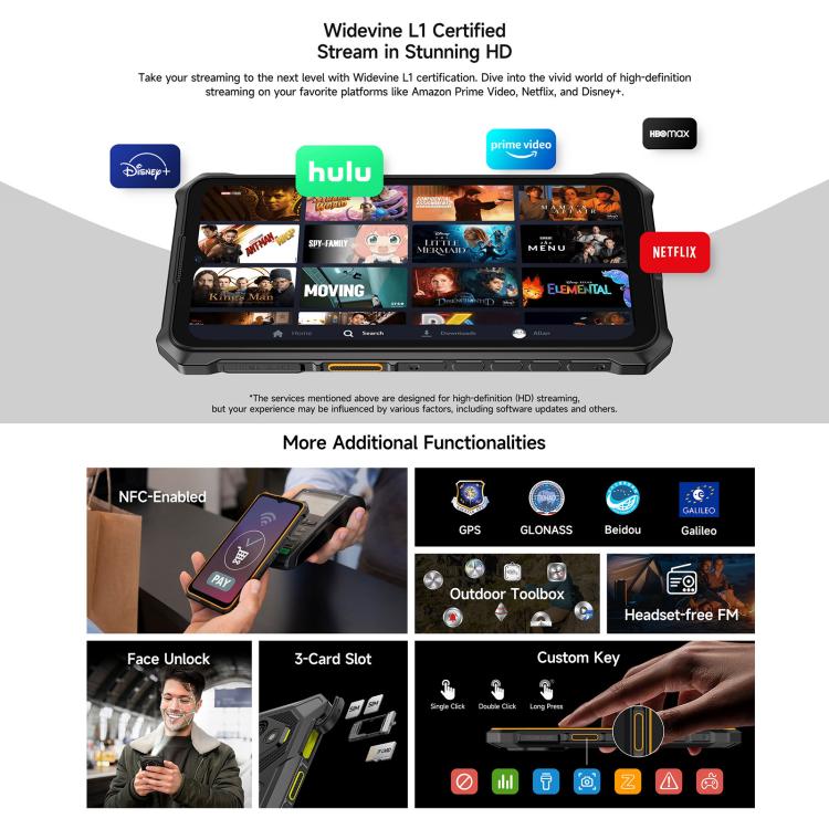 Ulefone RugKing 3 Pro、8GB+128GB、IP68/IP69K 頑丈スマホ、6.56インチ Android 15 Unisoc T7250 オクタコア、ネットワーク：4G、NFC、OTG、RugKing 3 Pro、RugKing 3 Pro、8GB+128GB