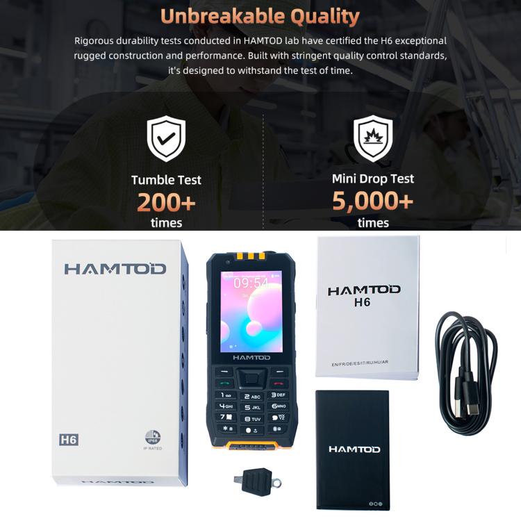 HAMTOD H6 頑丈スマートフォン、3GB+32GB、2.83インチ Android 11 UNISOC SC9832E クアッドコア、ネットワーク：4G、VoLTE、SOS