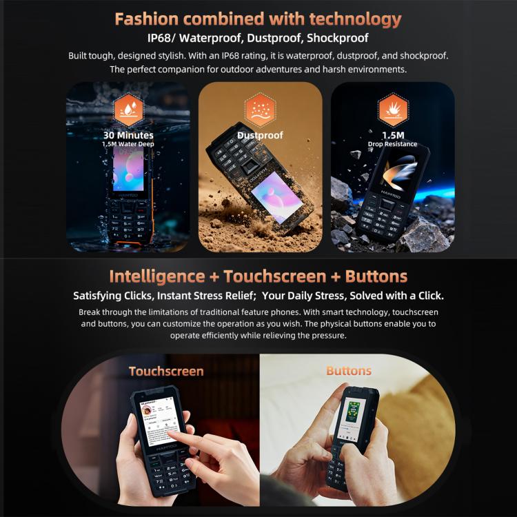 HAMTOD H6 頑丈スマートフォン、3GB+32GB、2.83インチ Android 11 UNISOC SC9832E クアッドコア、ネットワーク：4G、VoLTE、SOS
