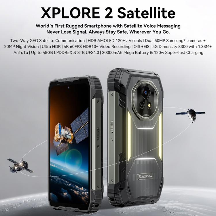 Blackview XPLORE 2 衛星通信対応、16GB+1TB、6.73インチ Android 15 Dimensity 8300 MT6897 オクタコア、ネットワーク：5G、OTG、NFC、XPLORE 2 衛星通信 16GB+1TB