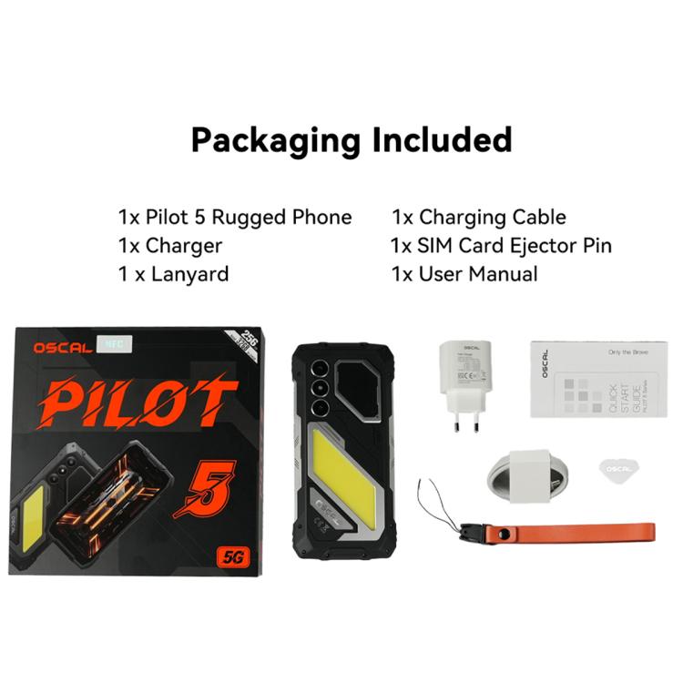 Blackview Oscal Pilot 5 5G 頑丈スマートフォン、8GB+256GB、6.67インチ Android 16 UMS9620 T8100 オクタコア、ネットワーク：5G、OTG、NFC