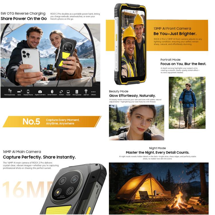 Blackview ROCK 2 Pro 頑丈スマートフォン、8GB+256GB、6.67インチ Android 16 Unisoc UMS9620 T8100 オクタコア、ネットワーク：5G、OTG、NFC