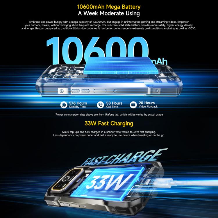 Ulefone Armor 27T+ 頑丈スマホ、12GB+256GB、サーマルイメージャー、ナイトビジョン、10600mAh、6.78インチ Android 14 MediaTek Helio G99 オクタコア、ネットワーク：4G、NFC、OTG、Armor 27T+