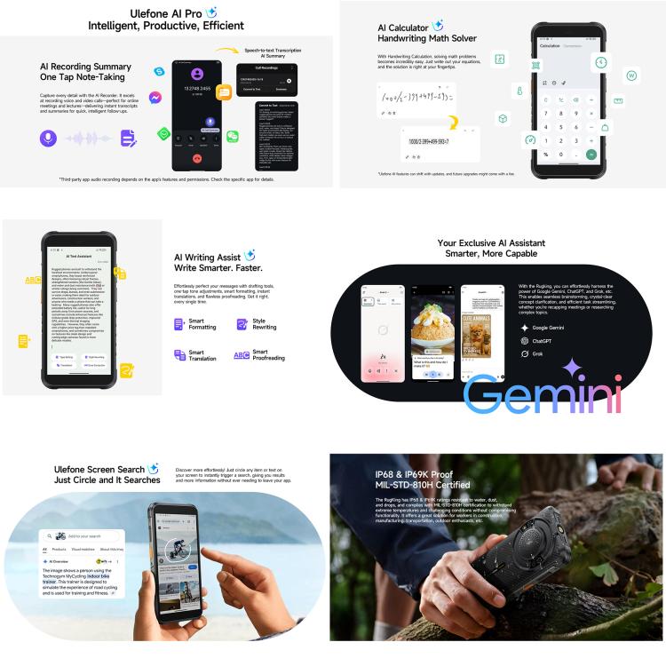 Ulefone RugKing、8GB+128GB、IP68/IP69K ラギッドフォン、5.99インチ Android 15 Unisoc T7255 オクタコア、ネットワーク：4G、NFC、OTG、RugKing、8GB+128GB
