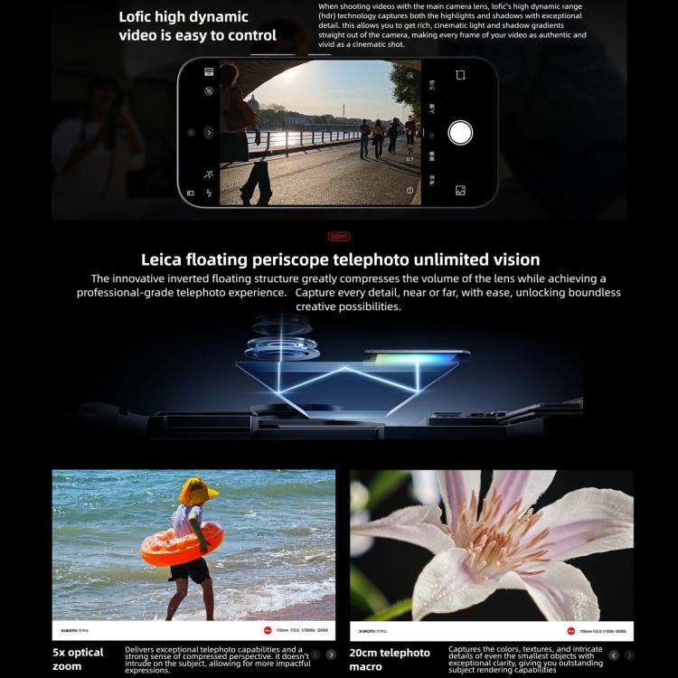 Xiaomi 17 Pro、16GB+1TB、3D超音波指紋認証、6.3インチ Xiaomi HyperOS 3 Snapdragon 8 Elite Gen 5 オクタコア、NFC、ネットワーク：5G、16GB+1TB