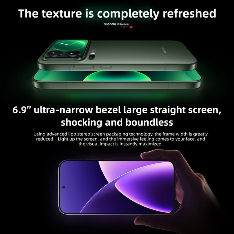 Xiaomi 17 Pro Max、16GB+512GB、3D超音波指紋認証、6.9インチ + 2.9インチ Xiaomi HyperOS 3 Snapdragon 8 Elite Gen 5 オクタコア、NFC、ネットワーク：5G、16GB+512GB