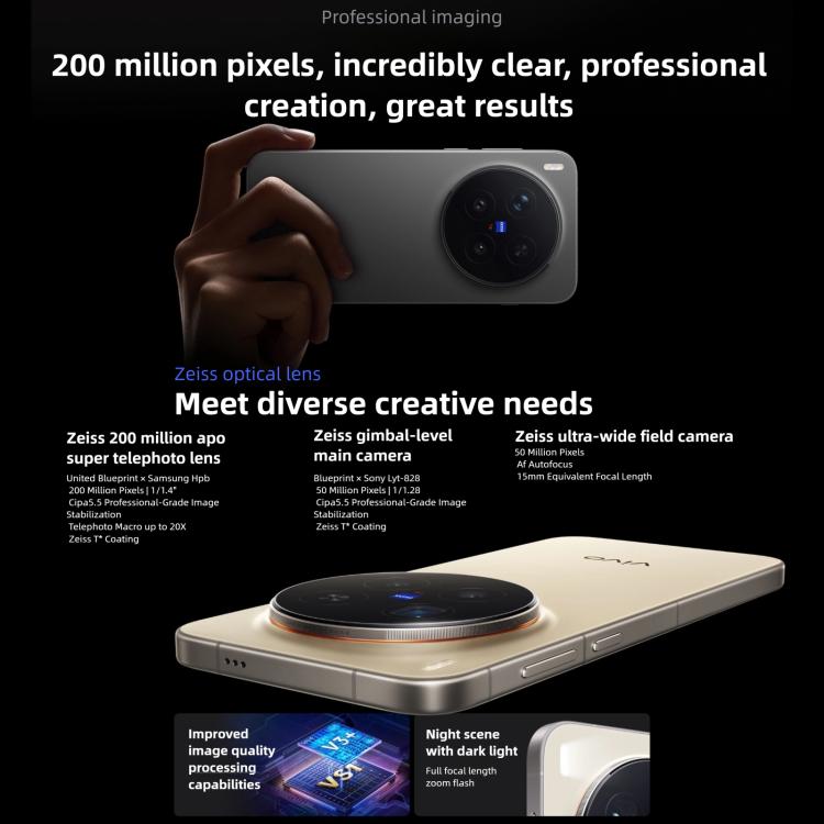 vivo X300 Pro、16GB+1TB、6.78インチ OriginOS 6 Android 16 Dimensity 9500 オクタコア、OTG、NFC、ネットワーク：5G、16GB+1TB