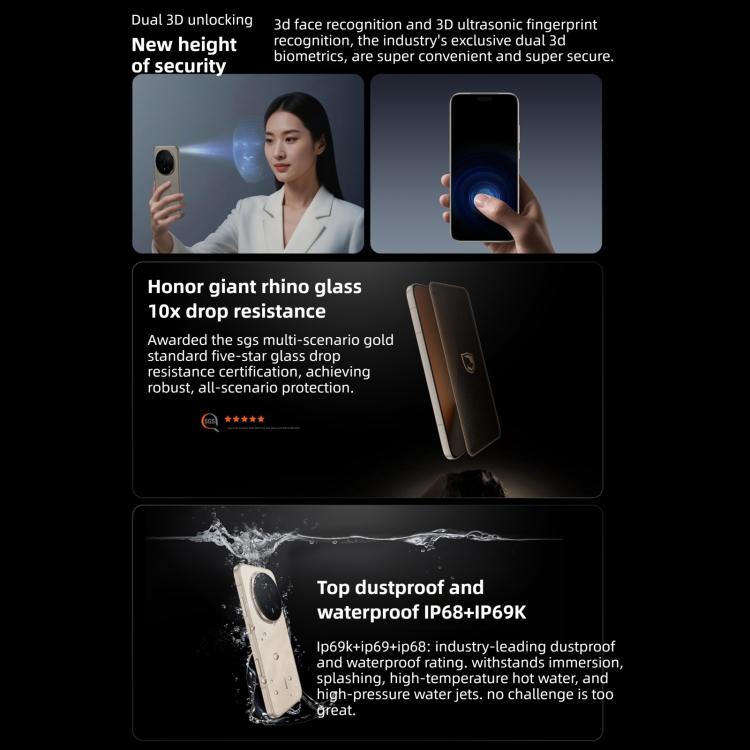 Honor Magic8 Pro、12GB+256GB、画面内指紋認証、6.71インチ、MagicOS 10.0 / Android 16、Snapdragon 8 Elite 第5世代 オクタコア、ネットワーク：5G、NFC、OTG、12GB+256GB