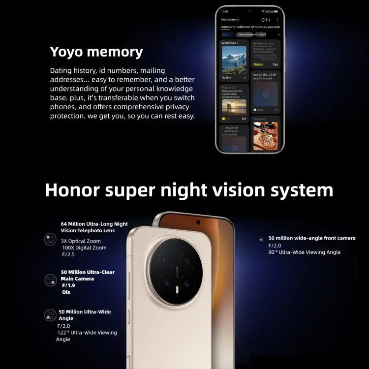 Honor Magic8 Pro、16GB+512GB、画面内指紋認証、6.71インチ、MagicOS 10.0 / Android 16、Snapdragon 8 Elite 第5世代 オクタコア、ネットワーク：5G、NFC、OTG、16GB+512GB
