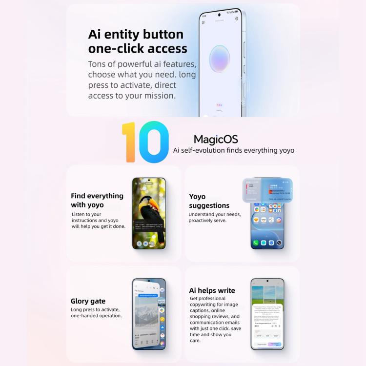 Honor 500 Pro、12GB+512GB、画面指紋認証、6.55インチ MagicOS 10.0 / Android 16 Snapdragon 8 Elite Gen 4 オクタコア、ネットワーク：5G、NFC、OTG、Honor 500 Pro、12GB+512GB